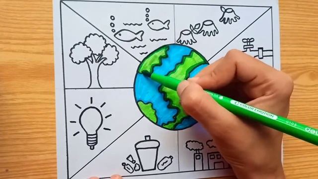 How to make world environment day drawing | World environment day poster | Save nature drawing easy смотреть онлайн