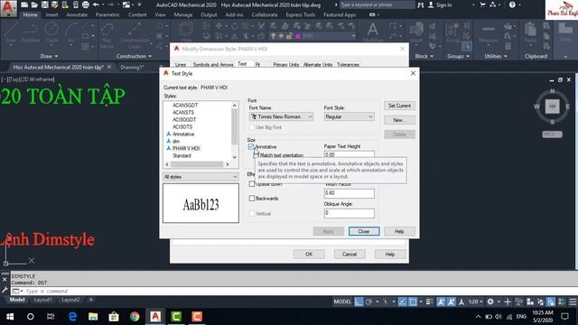 Bài 30. Lệnh thiết lập kiểu Dim, Lệnh Dimstyle trong autocad смотреть онлайн
