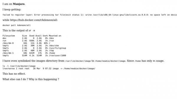 docker - failed to register layer: Error processing tar file(exit status 1) no space left on device