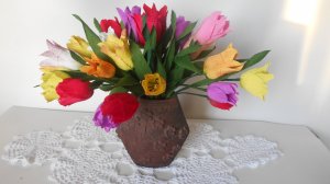 Тюльпаны из гофрированной бумаги, МК