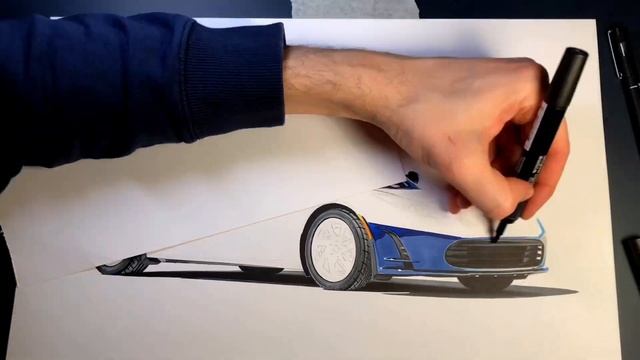 Drawing a blue Tesla Roadster #2 смотреть онлайн