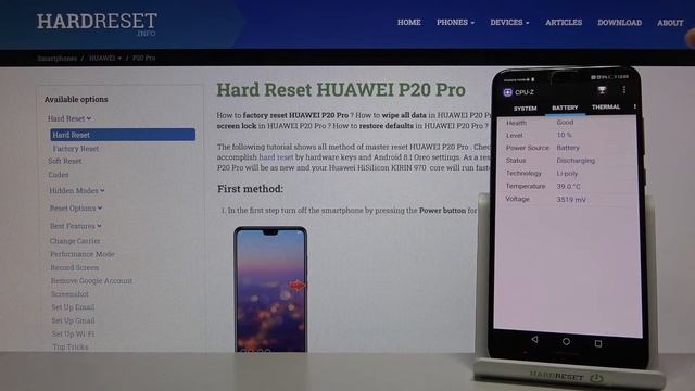 Какие характеристики в телефона HUAWEI P20 Pro | Обзор в CPU-Z смотреть онлайн
