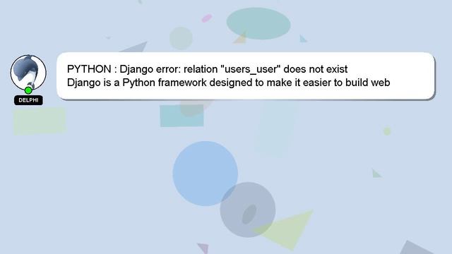 PYTHON : Django error: relation "users_user" does not exist смотреть онлайн