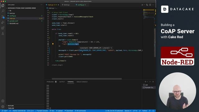 Setting up CoAP server with cloud-hosted Datacake Node-RED to receive data from a Pycom WiPy / ESP3 смотреть онлайн