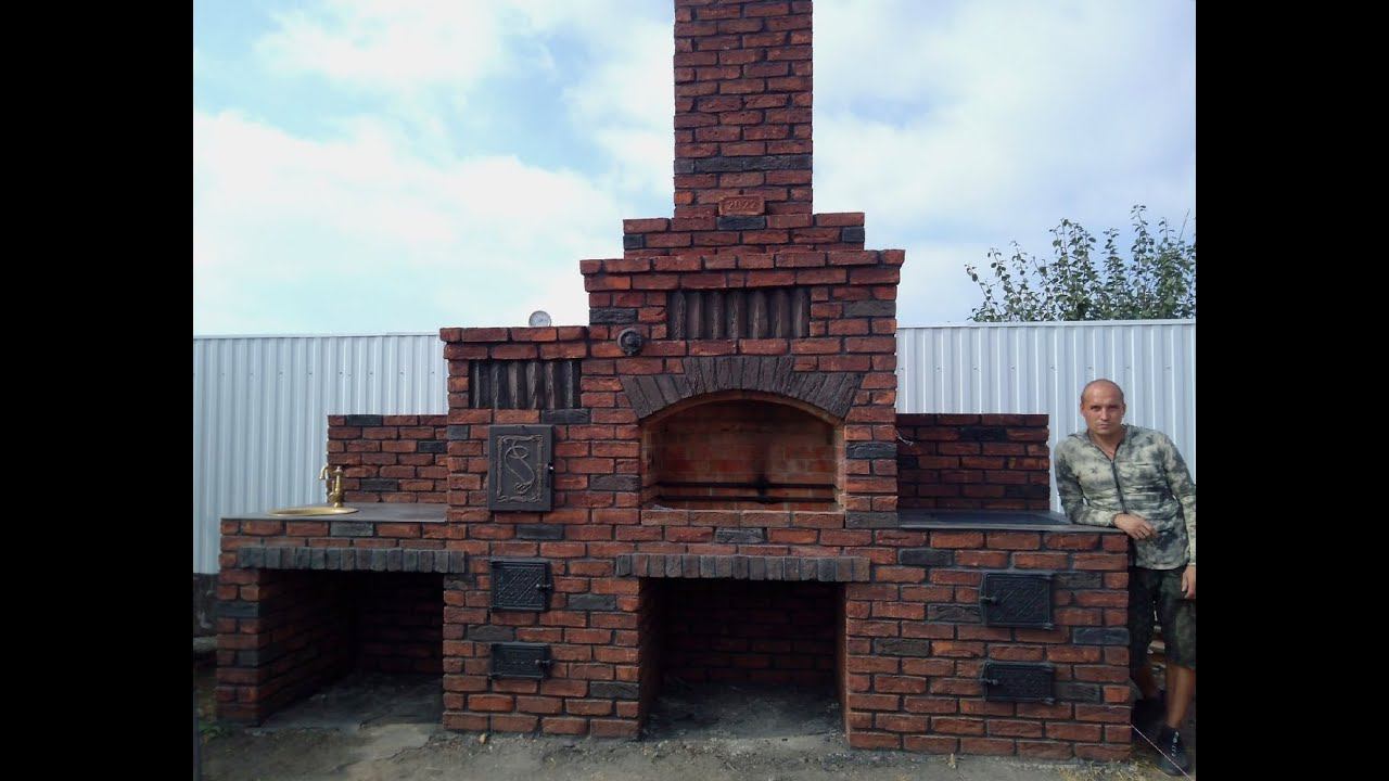 Мангал из кирпича + коптильня смотреть онлайн