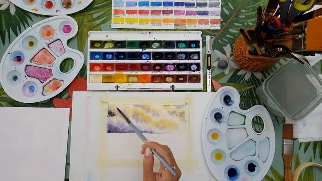 Рисуем небо и воду / Простой урок акварели #акварель #урок #живопись смотреть онлайн