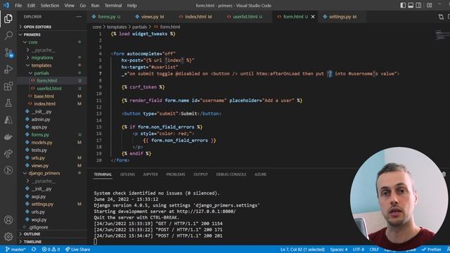 Hyperscript and HTMX - Form Examples with Django смотреть онлайн