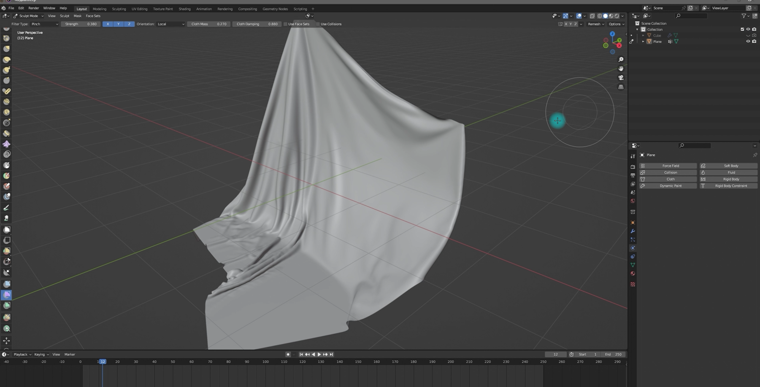 Симуляция ткани_Blender3D
