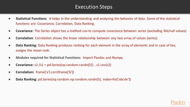 Mastering Python Data Analysis with Pandas : Statistical Functions Example | packtpub.com смотреть онлайн