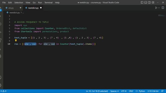 Assign frequency to tuple in python смотреть онлайн