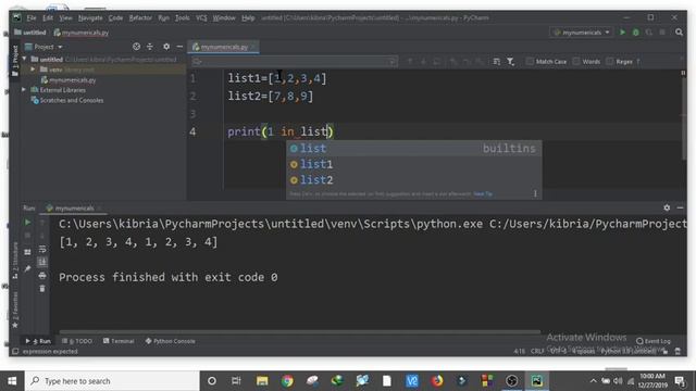 Basic list operation in python programming with pyCharm смотреть онлайн