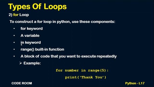 PYTHON LOOPS (FOR LOOP & WHILE LOOP) L-17 | PYTHON TUTORIAL FOR BEGINNERS смотреть онлайн