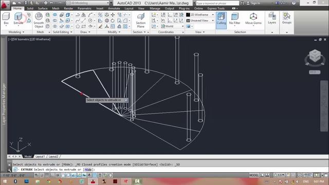 How to creat 3d Stair with Pillar in Autocad 2013 смотреть онлайн