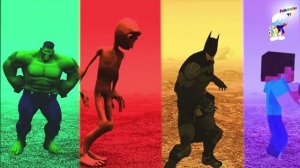 Челлендж разноцветные танцы Халк против Стив из майнкрафта против Бетмэн