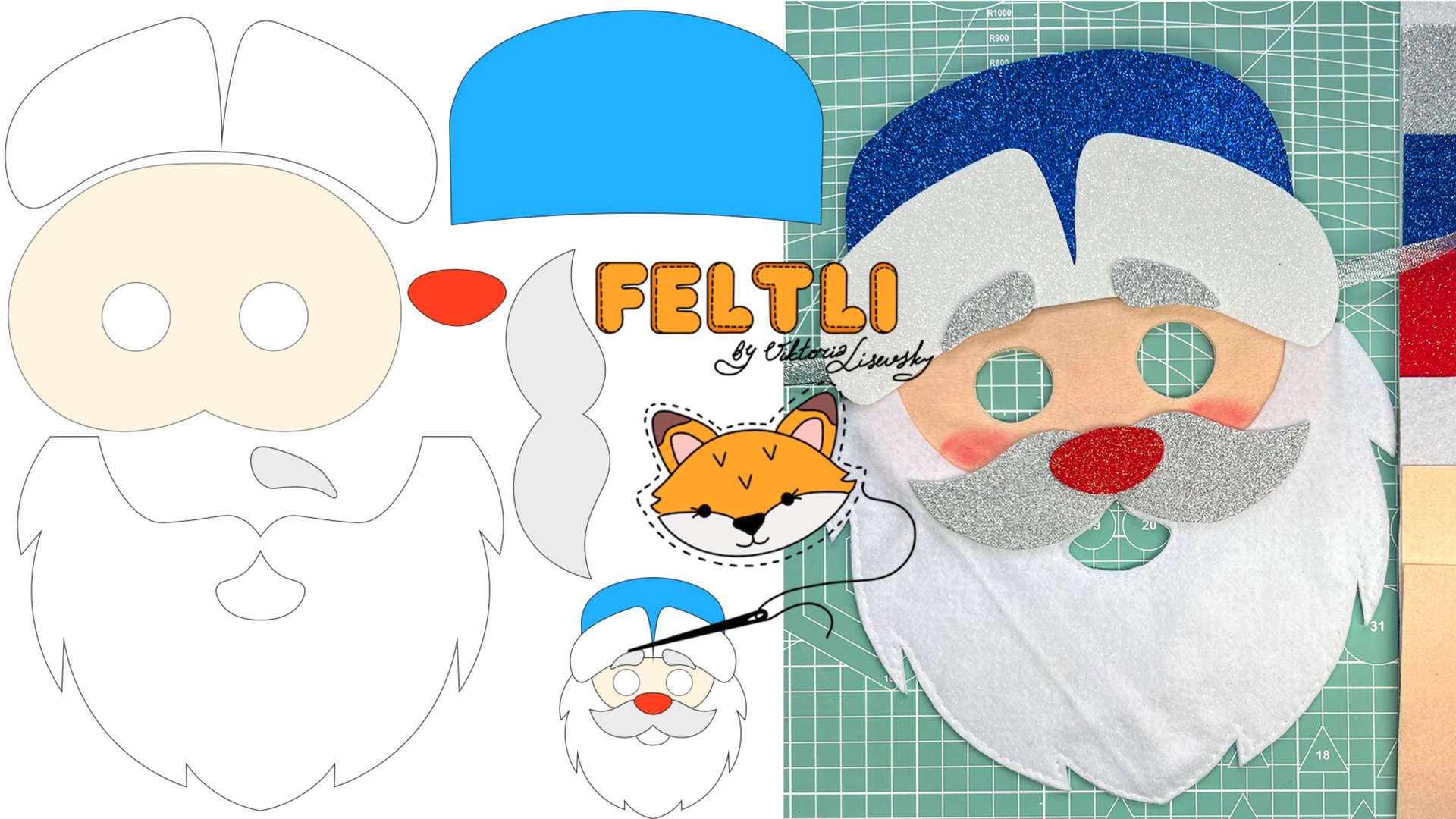 Новогодняя маска Деда Мороза своими руками / Как сделать маску Деда Мороза/ Шаблон маски Деда Мороза смотреть онлайн