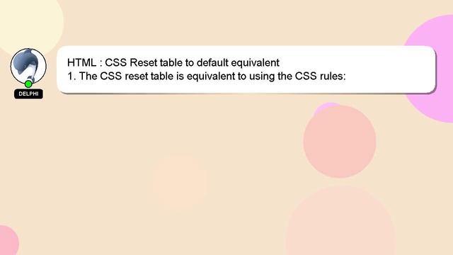 HTML : CSS Reset table to default equivalent смотреть онлайн