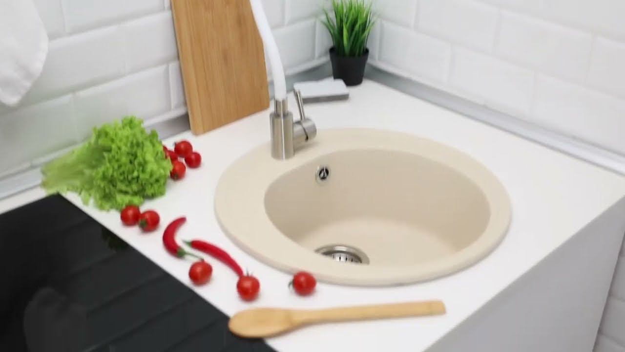Кухонная мойка из искусственного камня Черая, Alcora, бежевая смотреть онлайн