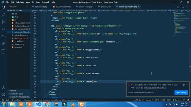 Online Voting System using Php and Mysql Part - 10 Admin Dashboard and Logout Page смотреть онлайн