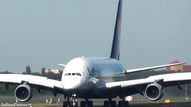 Lufthansa Airbus A380 Landing at Berlin Tegel Airport (full HD) смотреть онлайн