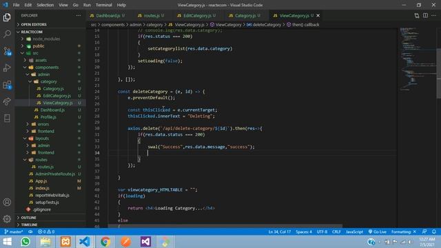 ReactJS Ecom Part 12: Delete Category| Delete data with DELETE Method in React JS API w/ Laravel AP смотреть онлайн