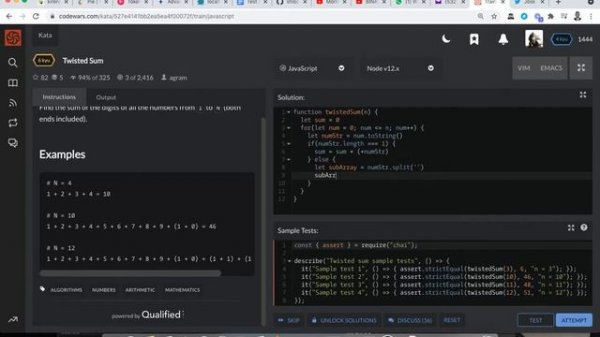 Twisted Sum | 6 kyu codewars | Javascript
