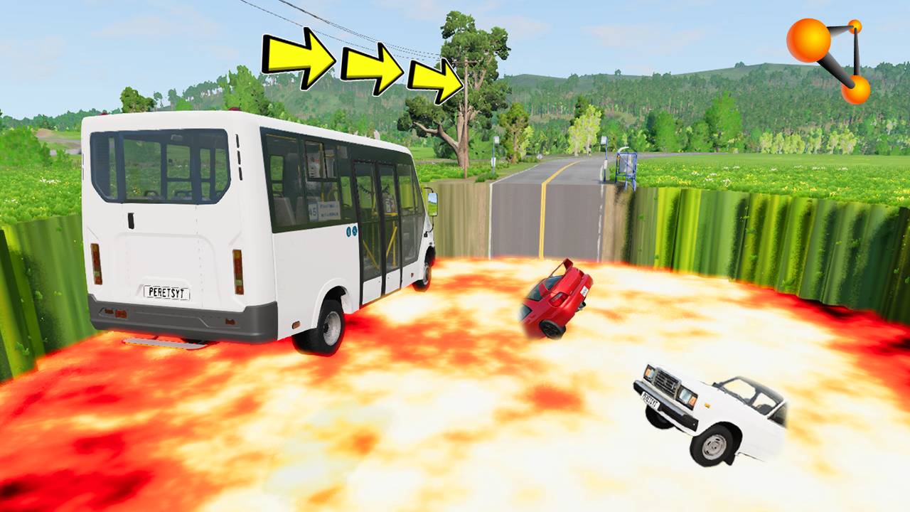 ПРЫЖОК ЧЕРЕЗ ЛАВУ! ПЕРЕЛЕТЕТЬ НЕРЕАЛЬНО! ВСЕ ТАЧКИ СГОРЕЛИ | ЭКСПЕРИМЕНТЫ BEAMNG DRIVE