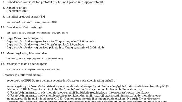 GIS: Cannot install node-mapnik on Windows 2008 x64 смотреть онлайн