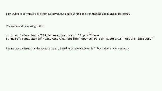 curl: URL using bad/illegal format or missing URL смотреть онлайн