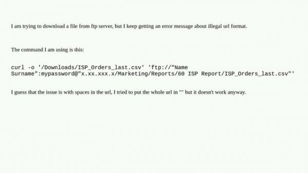 curl: URL using bad/illegal format or missing URL