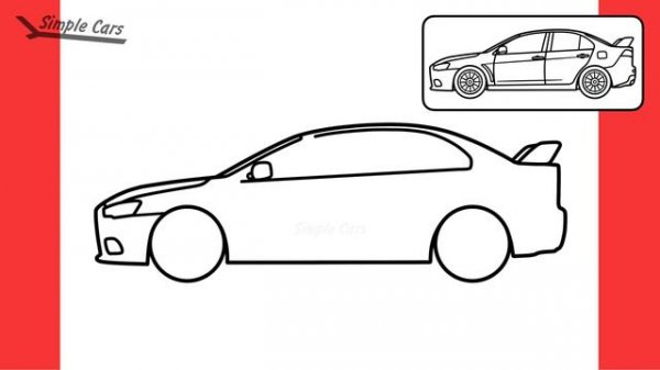 How to draw a MITSUBISHI LANCER EVOLUTION 10 easy / drawing mitsubishi lancer evo x