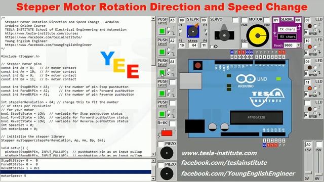 Stepper Motor Rotation Direction and Speed Change - Arduino смотреть онлайн