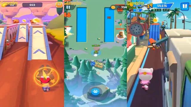 TALKING TOM GOLD RUN 2 VS TALKING TOM LITTLE WARRIOR TOM HERO DASH Tom VS Angela VS Becca Gameplay смотреть онлайн