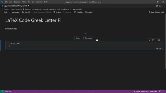 Jupyter Notebook | Markdown | LaTeX | How to Show Greek Letter Pi Using LaTeX Code смотреть онлайн