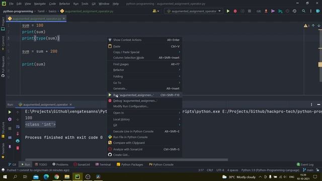 PYTHON - Augmented Assignment Operator in Tamil [தமிழ்] #9 смотреть онлайн