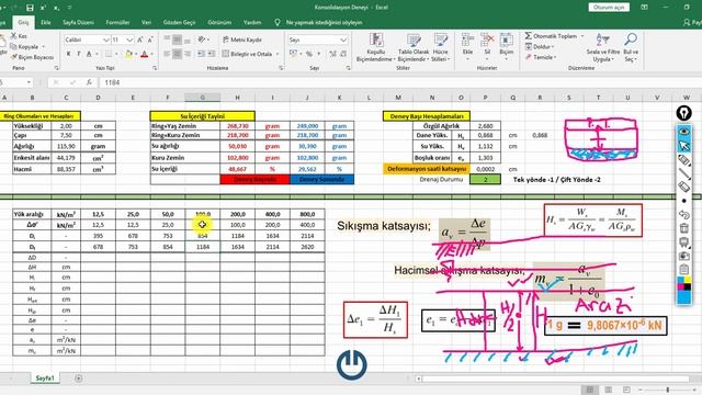 Uygulama 2a / Bölüm 1: Konsolidasyon Deneyi Hesaplamalarının Excel Çalışma Sayfası İle Yapılması смотреть онлайн