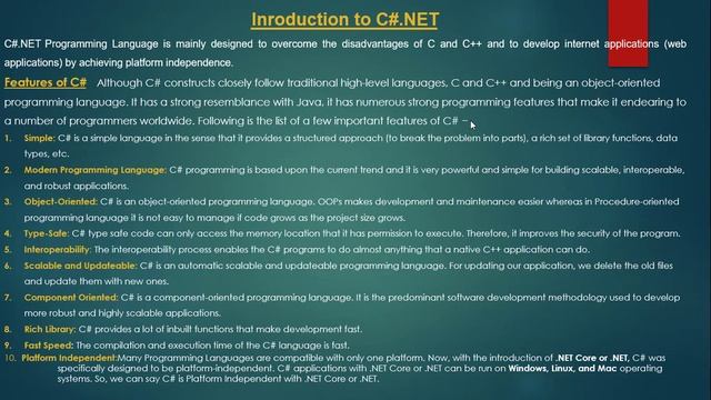 Introduction to Dot net and C Sharp смотреть онлайн