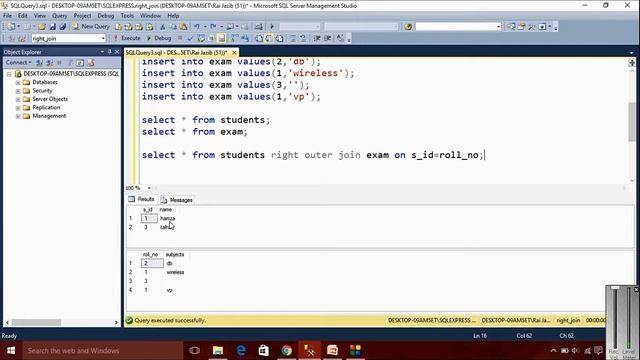 right outer join using sql server |urdu hindi part 6| how to use left outer join in sql database |2 смотреть онлайн