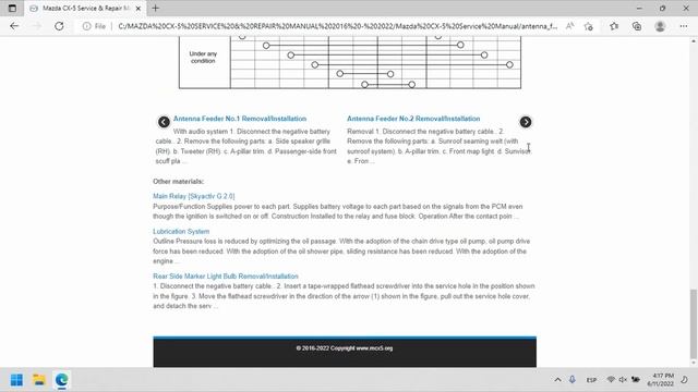 MAZDA CX-5 SERVICE & REPAIR MANUAL 2016 - 2022 смотреть онлайн