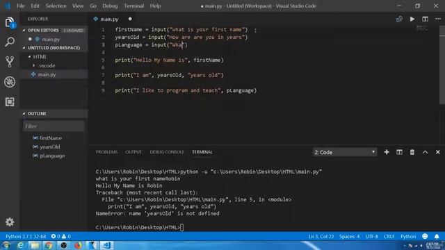 Create Your 3rd Python Script Collecting User Input смотреть онлайн