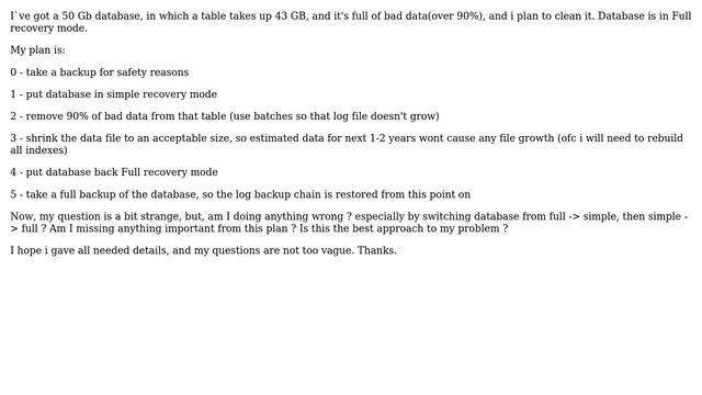 Databases: Full to Simple recovery mode during massive data update? смотреть онлайн