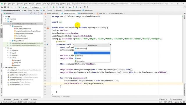 Recyclerview with searchview in android studio | java coding | adapter + model смотреть онлайн