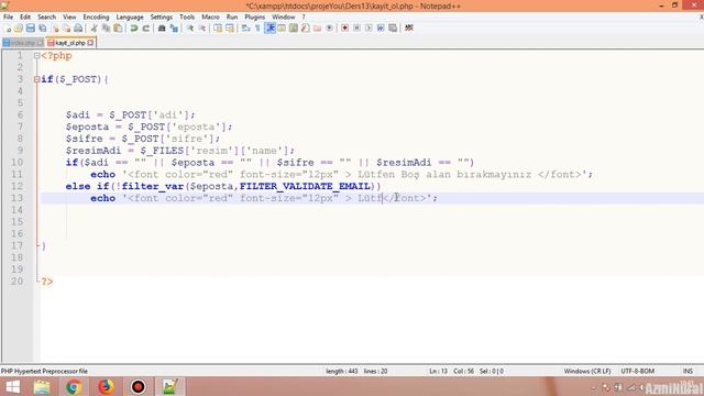 Php Dersleri 013. Txt Veri Kaydetme, Üye Olma işlemleri смотреть онлайн