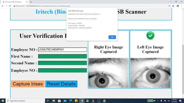 Iris Web Biometric Authentication DEMO in PHP using BK2121U Iris Scanner - This is NOT a TUTORIAL смотреть онлайн