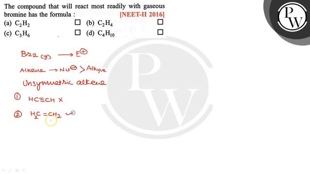 The compound that will react most readily with gaseous bromine has the formula :
[NEET-II 2016]
(.. смотреть онлайн