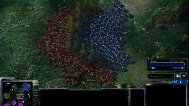 Starcraft 2 Beta - 400 Zerglings vs. 200 Marines. Who Will Win? смотреть онлайн