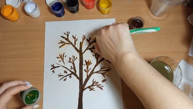 Дерево с помощью зубной щетки, рисуем легко // создаем шедевры смотреть онлайн