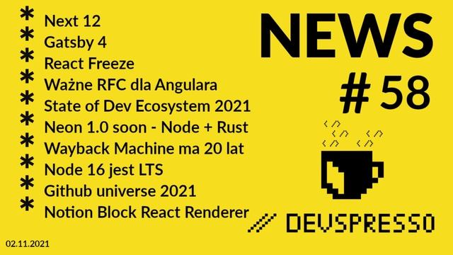 JS News 58 - Next 12, Gatsby 4, Neon, State of Dev Ecosystem 2021, Notion Block React Renderer смотреть онлайн