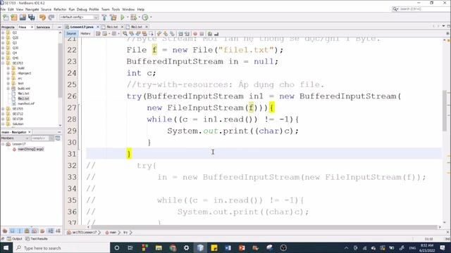 Java-SE1703: BufferedInputStream, BufferedOutputStream, try-with-resources, FileReader, FileWriter смотреть онлайн