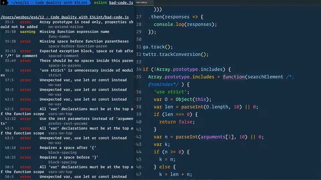 [ES6] - Code Quality with ESLint - Line and File Specific Settings смотреть онлайн