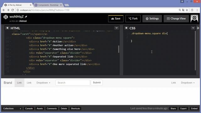 Изменение dropdown меню Bootstrap RES смотреть онлайн